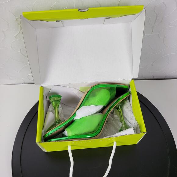 Gianni Bini Oziee Women Sandals Size 11 Green Clear Vinyl Sculptural Heel NEW - Picture 10 of 13